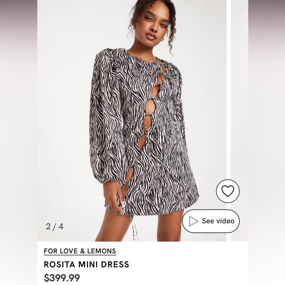 For Love And Lemons Black and White Bishop Sleeve Dress